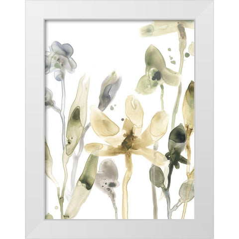 Stone Moss Stems V White Modern Wood Framed Art Print by Vess, June Erica