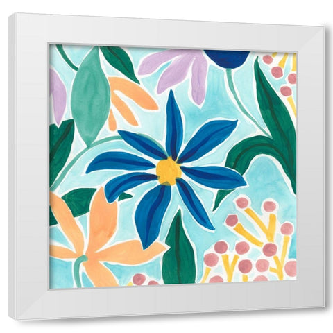 Tiki Square I White Modern Wood Framed Art Print by Vess, June Erica