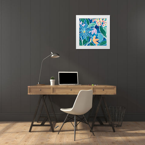 Tiki Square III White Modern Wood Framed Art Print by Vess, June Erica