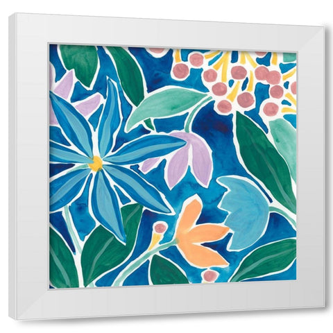 Tiki Square III White Modern Wood Framed Art Print by Vess, June Erica