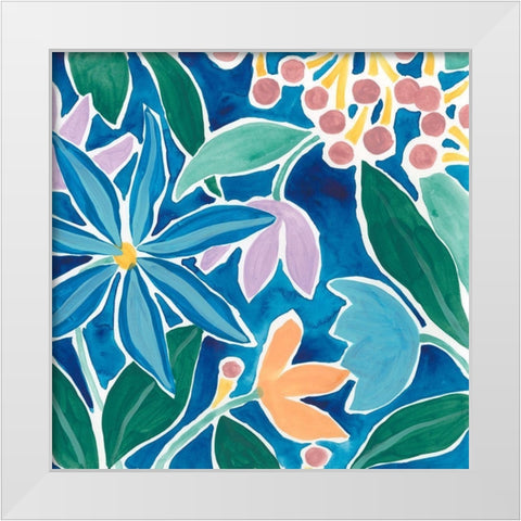 Tiki Square III White Modern Wood Framed Art Print by Vess, June Erica