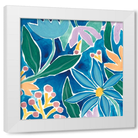 Tiki Square IV White Modern Wood Framed Art Print by Vess, June Erica