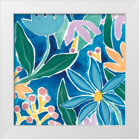 Tiki Square IV White Modern Wood Framed Art Print by Vess, June Erica