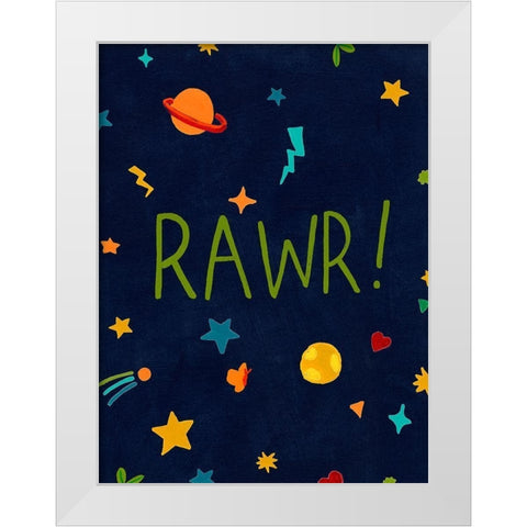 Starry Dinos I White Modern Wood Framed Art Print by Vess, June Erica