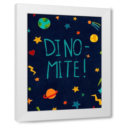 Starry Dinos II White Modern Wood Framed Art Print by Vess, June Erica