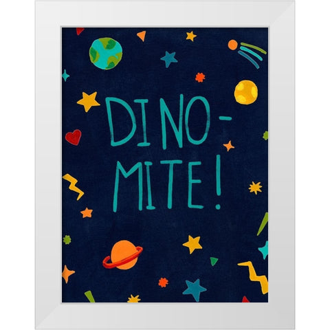 Starry Dinos II White Modern Wood Framed Art Print by Vess, June Erica