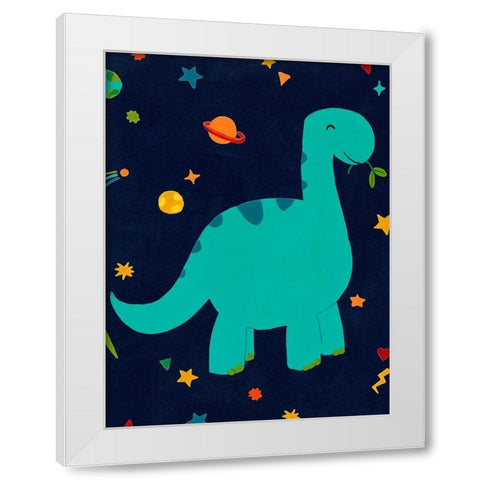 Starry Dinos IV White Modern Wood Framed Art Print by Vess, June Erica