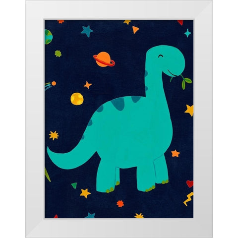 Starry Dinos IV White Modern Wood Framed Art Print by Vess, June Erica
