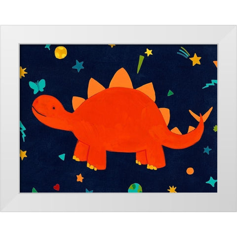 Starry Dinos VI White Modern Wood Framed Art Print by Vess, June Erica