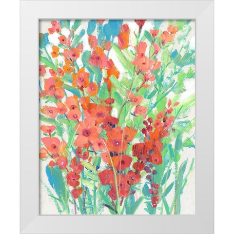 Tropical Summer Blooms I White Modern Wood Framed Art Print by OToole, Tim