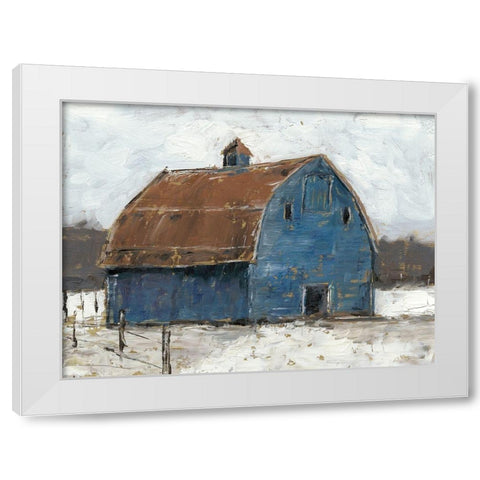 Blue Barn I White Modern Wood Framed Art Print by Harper, Ethan