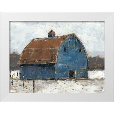 Blue Barn I White Modern Wood Framed Art Print by Harper, Ethan