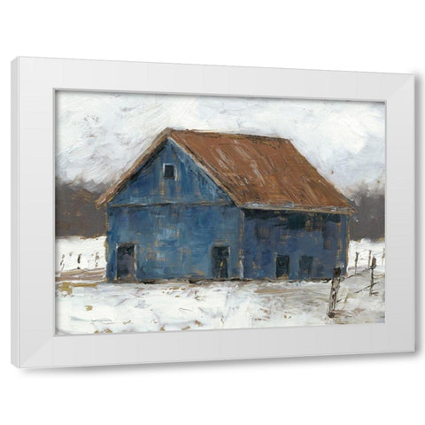 Blue Barn II White Modern Wood Framed Art Print by Harper, Ethan