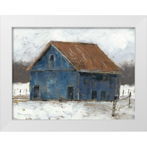 Blue Barn II White Modern Wood Framed Art Print by Harper, Ethan