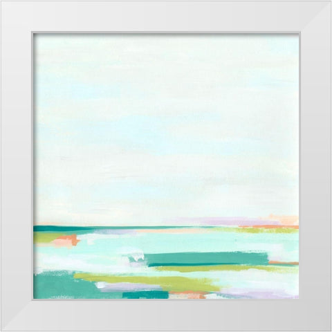 Tropic Horizon II White Modern Wood Framed Art Print by Vess, June Erica