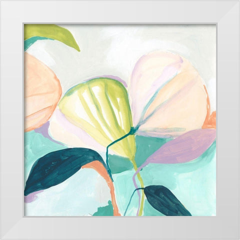 Fan Flowers I White Modern Wood Framed Art Print by Vess, June Erica