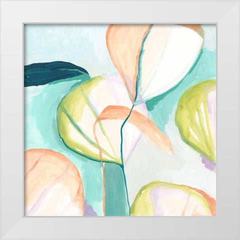 Fan Flowers III White Modern Wood Framed Art Print by Vess, June Erica