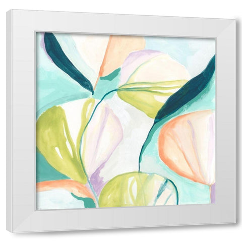 Fan Flowers IV White Modern Wood Framed Art Print by Vess, June Erica