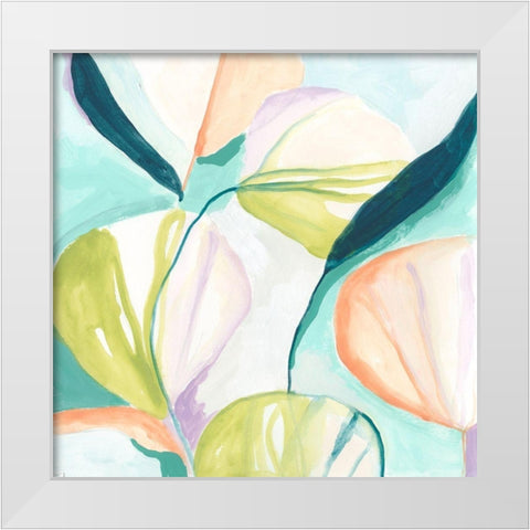 Fan Flowers IV White Modern Wood Framed Art Print by Vess, June Erica