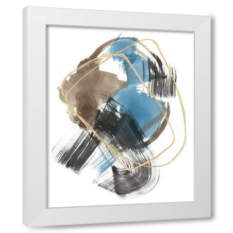 Gold Loops I White Modern Wood Framed Art Print by Goldberger, Jennifer