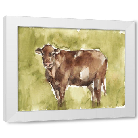 Cow in the Field II White Modern Wood Framed Art Print by Goldberger, Jennifer