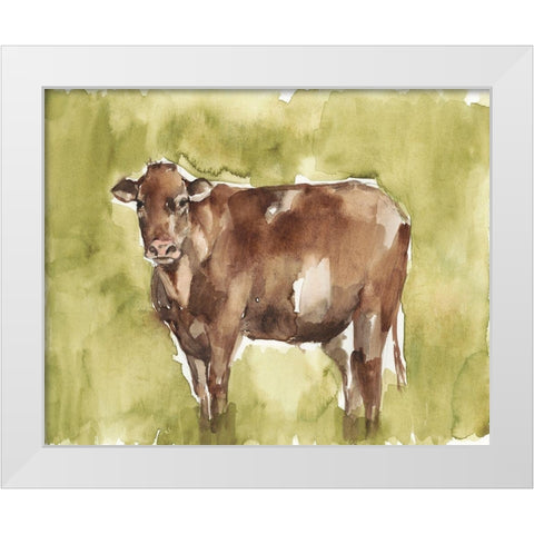 Cow in the Field II White Modern Wood Framed Art Print by Goldberger, Jennifer