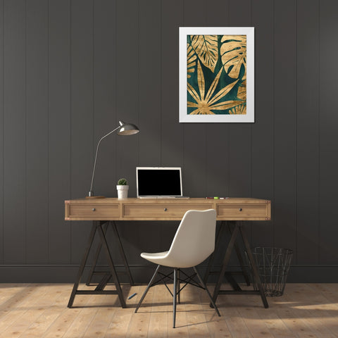 Emerald Jungle IV White Modern Wood Framed Art Print by Vess, June Erica