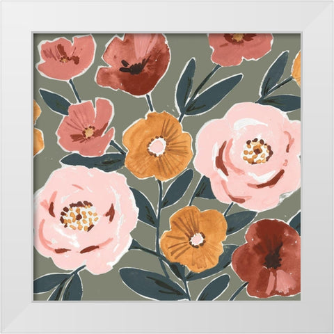 Fair Flowers I White Modern Wood Framed Art Print by Borges, Victoria