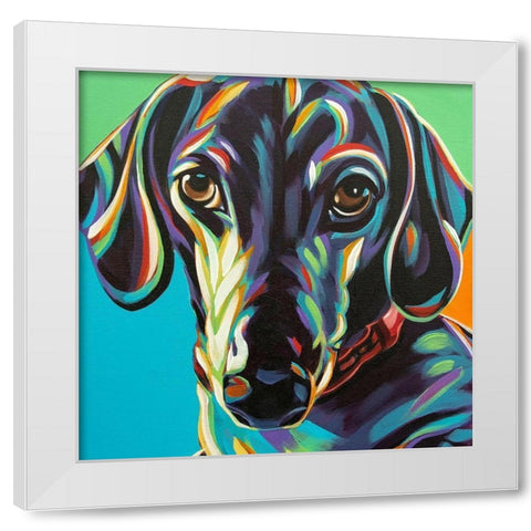 Painted Dachshund I White Modern Wood Framed Art Print by Vitaletti, Carolee