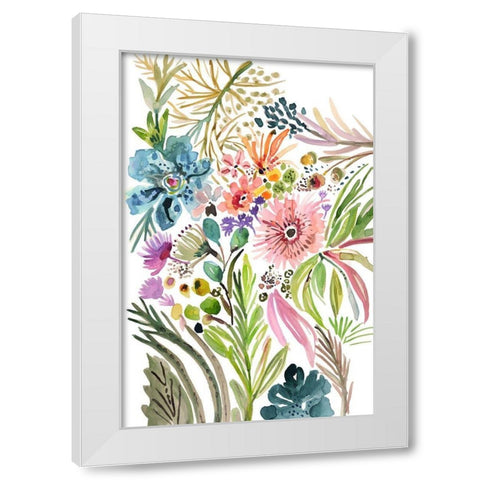 Happy Flowers I White Modern Wood Framed Art Print by Fields, Karen