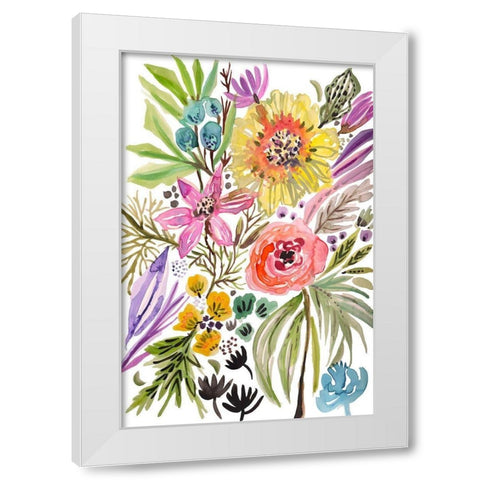 Happy Flowers II White Modern Wood Framed Art Print by Fields, Karen