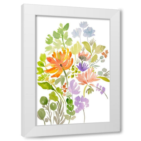 Happy Flowers III White Modern Wood Framed Art Print by Fields, Karen