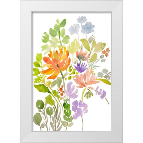 Happy Flowers III White Modern Wood Framed Art Print by Fields, Karen