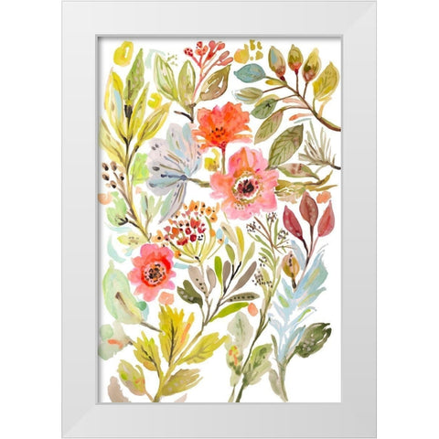 Happy Flowers IV White Modern Wood Framed Art Print by Fields, Karen