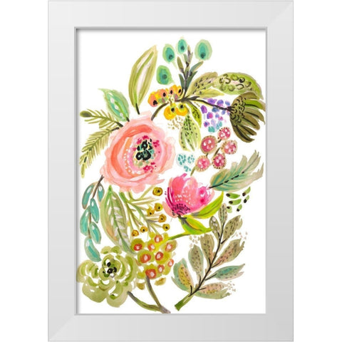 Happy Flowers V White Modern Wood Framed Art Print by Fields, Karen