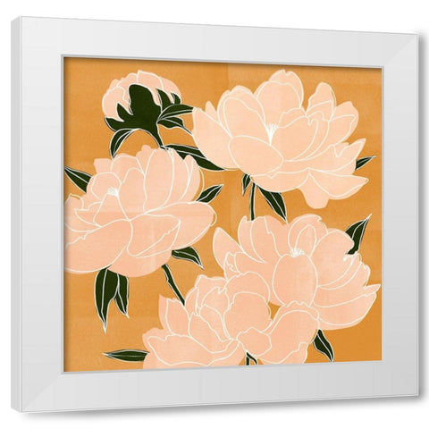 Modern Peonies I White Modern Wood Framed Art Print by Scarvey, Emma