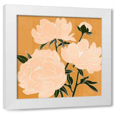 Modern Peonies II White Modern Wood Framed Art Print by Scarvey, Emma