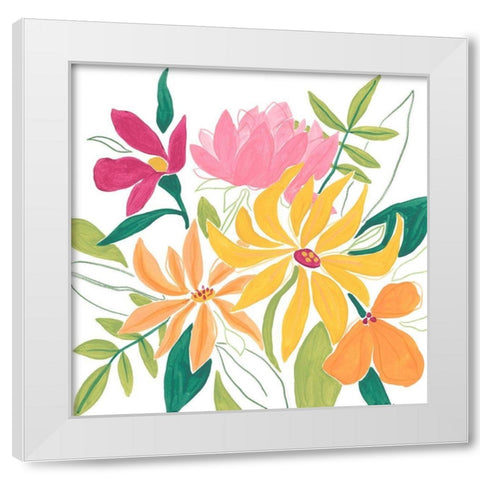 Tutti Frutti Floral I White Modern Wood Framed Art Print by Vess, June Erica