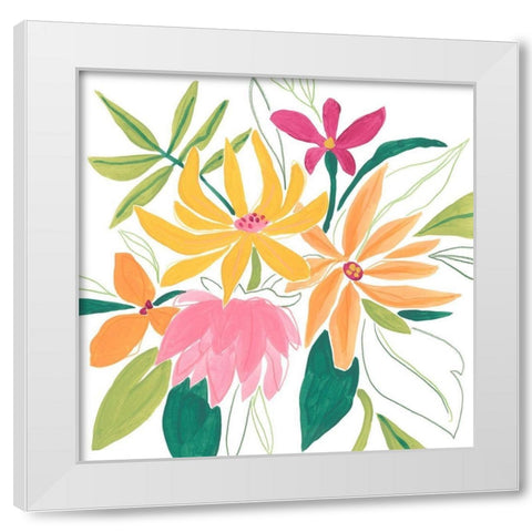 Tutti Frutti Floral II White Modern Wood Framed Art Print by Vess, June Erica