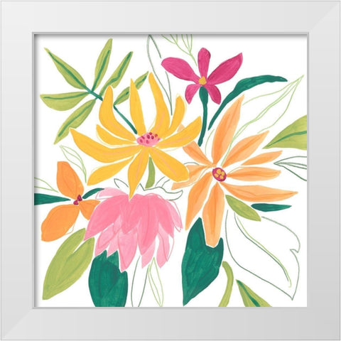 Tutti Frutti Floral II White Modern Wood Framed Art Print by Vess, June Erica