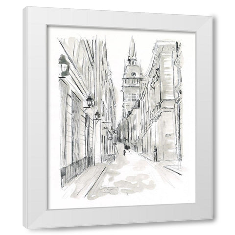 European City Sketch III White Modern Wood Framed Art Print by Vess, June Erica