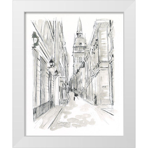 European City Sketch III White Modern Wood Framed Art Print by Vess, June Erica