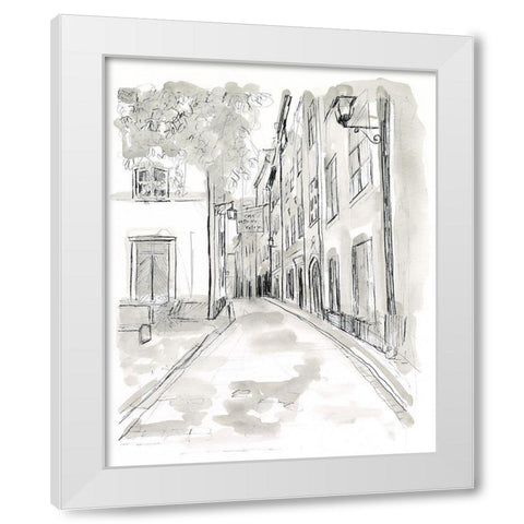 European City Sketch IV White Modern Wood Framed Art Print by Vess, June Erica