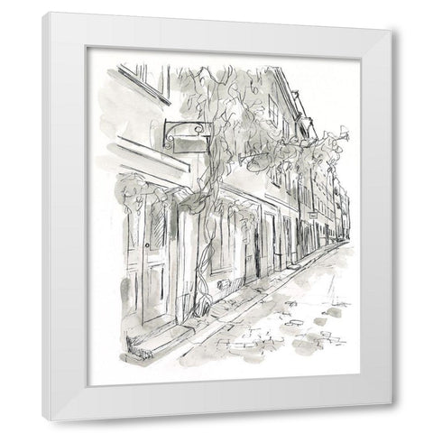 European City Sketch V White Modern Wood Framed Art Print by Vess, June Erica