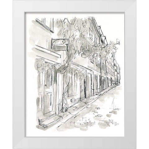 European City Sketch V White Modern Wood Framed Art Print by Vess, June Erica