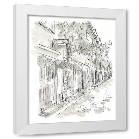 European City Sketch V White Modern Wood Framed Art Print by Vess, June Erica