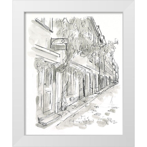 European City Sketch V White Modern Wood Framed Art Print by Vess, June Erica