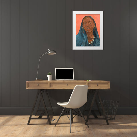 Wodaabe Woman I White Modern Wood Framed Art Print by Green, Jacob