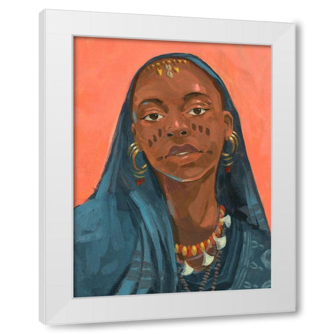 Wodaabe Woman I White Modern Wood Framed Art Print by Green, Jacob
