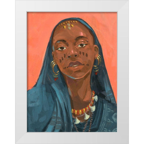 Wodaabe Woman I White Modern Wood Framed Art Print by Green, Jacob